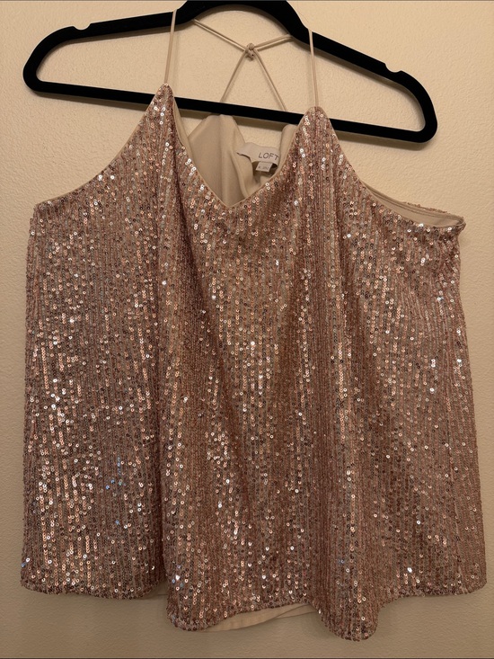 LOFT Tops - LOFT Rose Gold Sequin Camisole Top XL